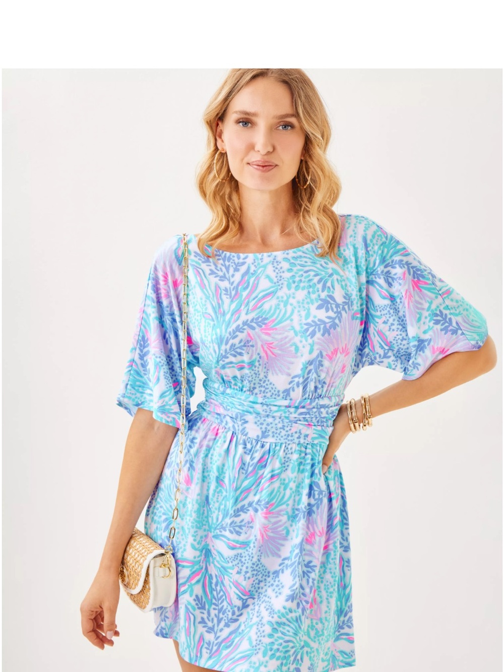 Lilly Pulitzer Blue Mint Pink Floral Tunic Cover-Up